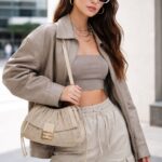 Sac À Main Plissé En Suédine Effet Couture Élégante