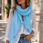 Foulard Léger En Coton Froissé Aux Couleurs Lumineuses