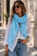 Foulard Léger En Coton Froissé Aux Couleurs Lumineuses