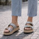 Sandales Plateformes Pailletées À Double Bride Réglable