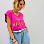 T-Shirt Good Karma En Coton À Broderie Colorée