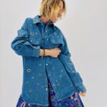 Veste Denim Oversize À Rivets Décoratifs