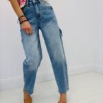 Jean Coupe Balloon En Denim Délavé