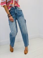 Jean Coupe Balloon En Denim Délavé