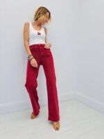 Jean Wide Leg Taille Haute En Denim Coloré – Image 3