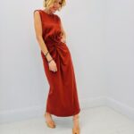 Robe Midi Drapée Taille Nouée