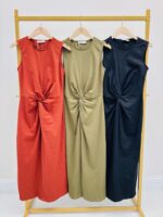 Robe Midi Drapée Taille Nouée – Image 2