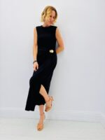 Robe Midi Drapée Boucle Bijou