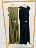 Robe Midi Drapée Boucle Bijou – Image 2