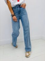 Jean Wide Leg Détail Étoile & Clous – Image 3