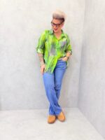 Chemise Fluide Imprimé Vert Graphique Esprit Dynamique – Image 3