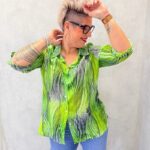 Chemise Fluide Imprimé Vert Graphique Esprit Dynamique