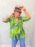 Chemise Fluide Imprimé Vert Graphique Esprit Dynamique
