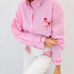 Chemise Rayée Cœurs Brodés