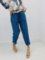 Pantalon Rayé Taille Élastique Esprit Casual Chic – Image 2