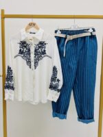 Pantalon Rayé Taille Élastique Esprit Casual Chic – Image 4