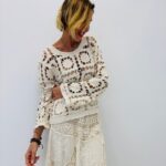 Pull Crochet Fleuri En Coton