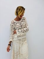 Pull Crochet Fleuri En Coton