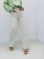 Jean Wide Leg Taille Haute En Denim Écru