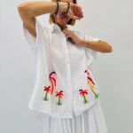 Chemise En Coton Brodée Palmiers Esprit Vacances