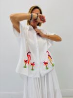 Chemise En Coton Brodée Palmiers Esprit Vacances