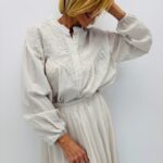 Blouse En Coton Brodé Col Officier Esprit Bohème Chic