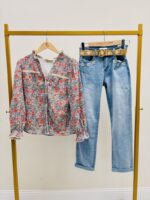 Jean Denim Brodé Marguerites Avec Ceinture Bohème – Image 4