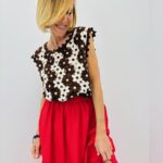 Top Crochet Fleuri Bicolore