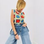 Top Crochet Fleuri Multicolore En Coton