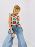 Top Crochet Fleuri Multicolore En Coton