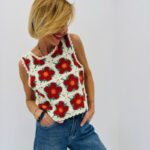 Top Crochet Fleuri En Coton