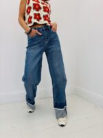 Jean Large En Denim Avec Revers Contrastés