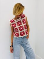 Top Crochet Fleuri Bicolore Style Bohème