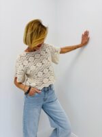 T-Shirt Crochet En Coton À Motifs Ajourés