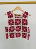 Top Crochet Fleuri Bicolore Style Bohème – Image 2