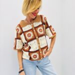 Gilet Polo En Crochet À Motifs Rétro