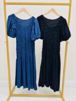 Robe Longue Smockée En Coton – Image 2