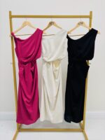 Robe Longue Asymétrique Drapée – Image 2