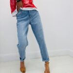 Jean Mom Fit Denim À Ceinture Croisée