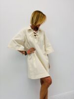 Robe Courte Denim À Col Lacé