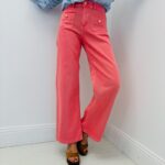 Jean Wide Leg Taille Haute À Poches Plaquées