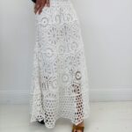 Jupe Longue Crochet Doublée Motifs Bohème