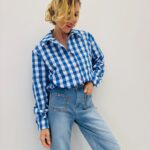 Chemise À Carreaux Coton Broderie Lettres Esprit Casual Chic