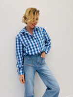 Chemise À Carreaux Coton Broderie Lettres Esprit Casual Chic