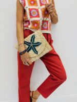 Sac Pochette Effet Paille Broderies Fantaisie Été – Image 2