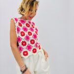 Top Crochet Floral Multicolore Esprit Bohème Vintage