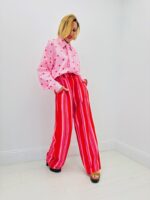 Chemise Rayée À Motifs Cœurs Avec Lavallière Esprit Élégant