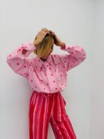 Chemise Rayée À Motifs Cœurs Avec Lavallière Esprit Élégant – Image 6