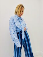 Chemise Rayée À Motifs Cœurs Avec Lavallière Esprit Élégant – Image 5