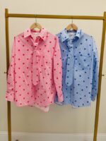 Chemise Rayée À Motifs Cœurs Avec Lavallière Esprit Élégant – Image 2